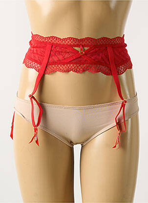 Guêpière/porte-jarretelle broderie rouge FREYA femme