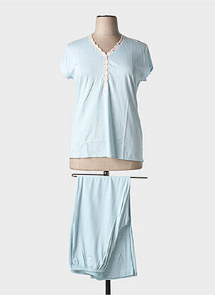 Pyjama col v bleu LE CHAT femme