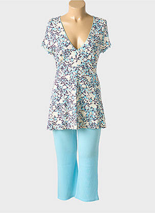 Pyjama col v bleu LE CHAT femme