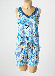 Pyjama col v bleu BARANDI femme