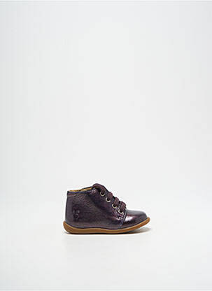 Bottillons matière lisse bout rond violet POM D'API fille