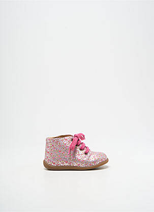 Bottillons tissage satiné bout rond rose POM D'API fille