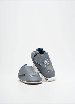 Chaussons/pantoufles fermeture scratch bout rond gris ROBEEZ garcon