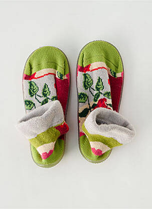 Chaussons/pantoufles bout rond bout rond vert BERTHE AUX GRANDS PIEDS fille