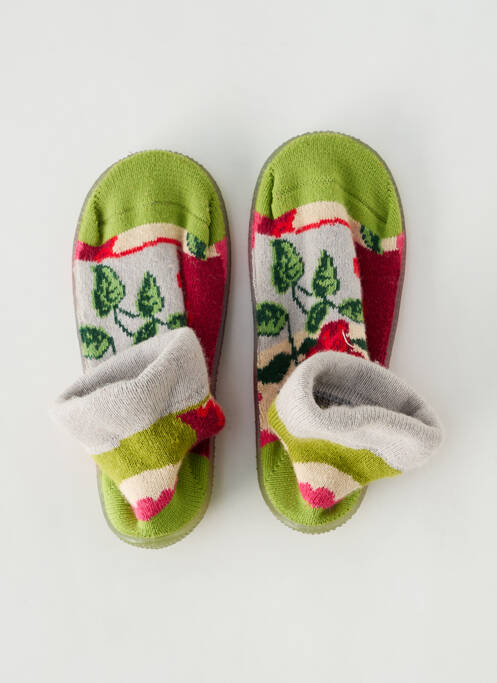 Chaussons/pantoufles bout rond bout rond vert BERTHE AUX GRANDS PIEDS fille
