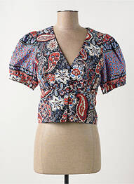 Chemisier manches courtes manches courtes bleu LA FEE MARABOUTEE femme