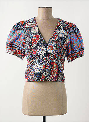 Chemisier manches courtes manches courtes bleu LA FEE MARABOUTEE femme