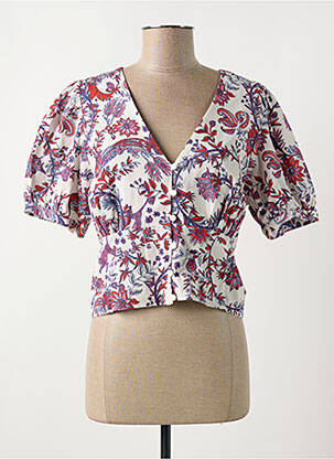 Chemisier manches courtes manches courtes blanc LA FEE MARABOUTEE femme