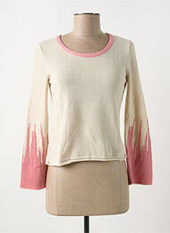 Pull coupe cintrée manches longues beige CLAUDIUS femme