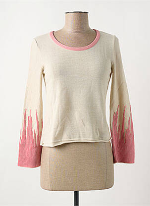 Pull coupe cintrée manches longues beige CLAUDIUS femme