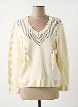 Pull col v manches longues beige D.SPORT femme