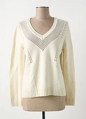 Pull col v manches longues beige D.SPORT femme