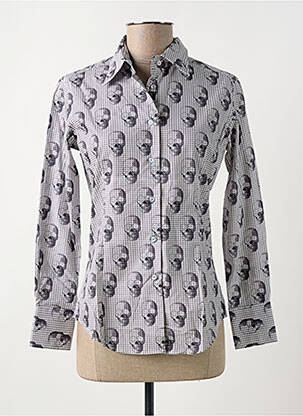 Chemisier coupe cintrée manches longues gris COTON DOUX femme
