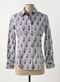 Chemisier coupe cintrée manches longues gris COTON DOUX femme
