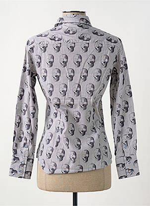Chemisier coupe cintrée manches longues gris COTON DOUX femme