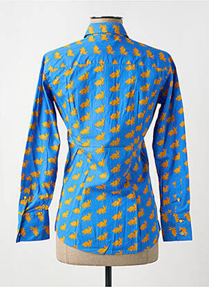 Chemisier coupe cintrée manches longues bleu COTON DOUX femme