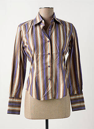 Chemisier coupe cintrée manches longues violet COTON DOUX femme
