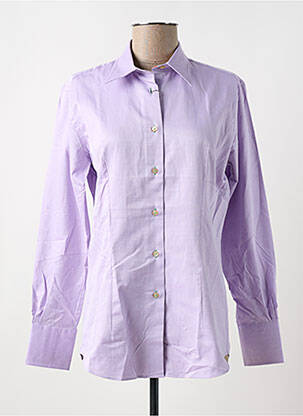 Chemisier coupe cintrée manches longues violet COTON DOUX femme