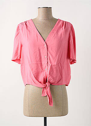 Chemisier tissage popeline manches courtes rose TOMMY HILFIGER femme