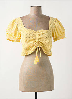 Top col carré manches 3/4 jaune PEPE JEANS femme