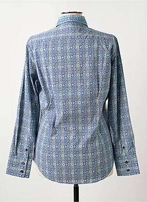 Chemisier coupe cintrée manches longues bleu COTON DOUX femme