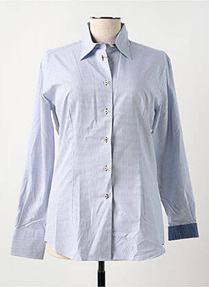 Chemisier coupe cintrée manches longues bleu COTON DOUX femme