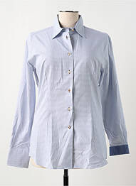 Chemisier coupe cintrée manches longues bleu COTON DOUX femme