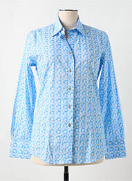 Chemisier coupe cintrée manches longues bleu COTON DOUX femme