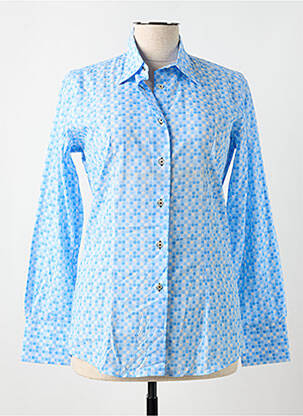 Chemisier coupe cintrée manches longues bleu COTON DOUX femme