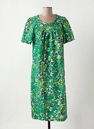 Robe mi-longue imprimé fantaisie manches courtes vert DAMART femme