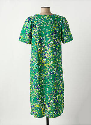 Robe mi-longue imprimé fantaisie manches courtes vert DAMART femme
