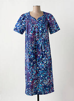 Robe mi-longue imprimé fantaisie manches courtes bleu DAMART femme