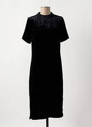 Robe mi-longue fermeture zippée au dos manches courtes noir COMPTOIR DES COTONNIERS femme