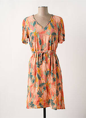 Robe mi-longue imprimé fantaisie manches courtes orange DAMART femme