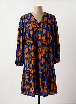 Robe mi-longue imprimé fantaisie manches longues marron DAMART femme