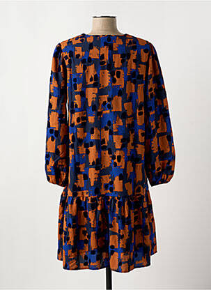 Robe mi-longue coupe fluide manches longues marron DAMART femme