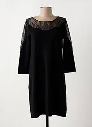 Robe mi-longue manches longues manches longues noir DEVERNOIS femme