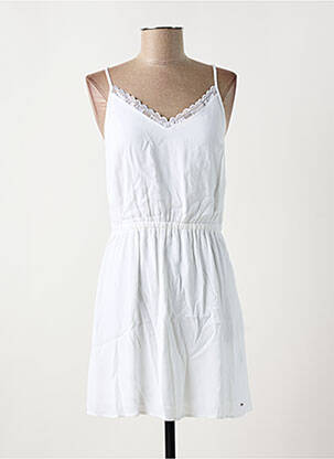 Robe courte col v fines bretelles blanc TOMMY HILFIGER femme