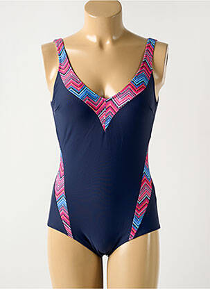 Maillot de bain 1 pièce effet matière satinée haut triangles bleu DAMART femme