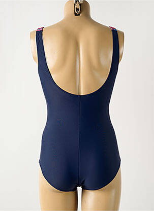 Maillot de bain 1 pièce effet matière satinée haut triangles bleu DAMART femme