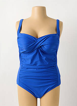 Maillot de bain 1 pièce effet matière satinée haut soutien-gorge moulé bleu DAMART femme
