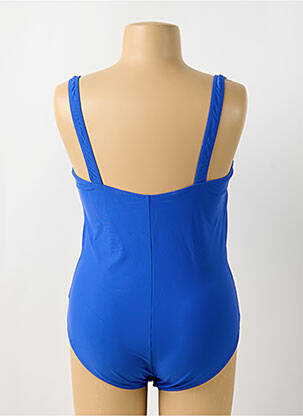 Maillot de bain 1 pièce effet matière satinée haut soutien-gorge moulé bleu DAMART femme