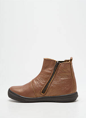Bottines/boots matière lisse bout rond marron BOPY fille