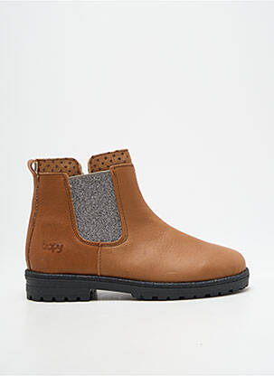 Bottines/boots matière lisse talon bas marron BOPY fille