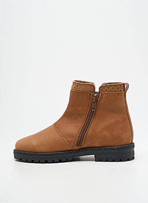 Bottines/boots matière lisse talon bas marron BOPY fille