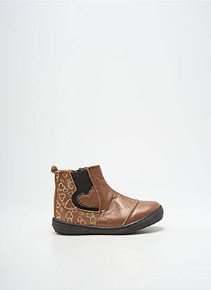 Bottines/boots matière lisse bout rond marron BOPY fille