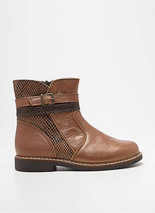 Bottines/boots matière lisse talon bas marron BOPY fille