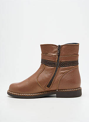 Bottines/boots matière lisse talon bas marron BOPY fille