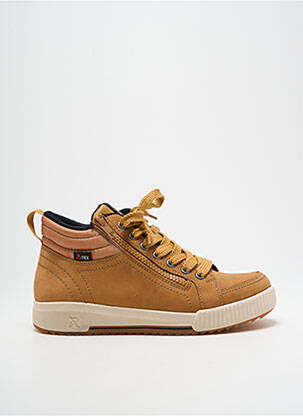 Baskets bout rond talon plat jusqu'à 3cm jaune RIEKER femme