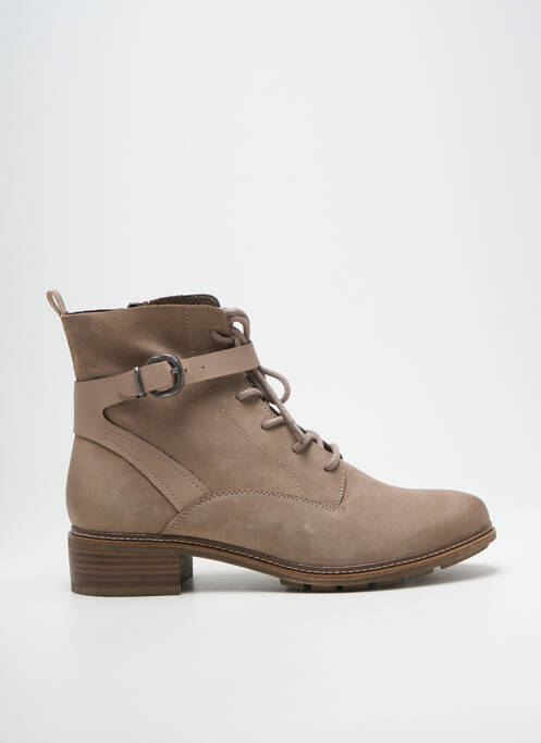 Bottines/boots fermeture zip et lacets talon plat jusqu'à 3cm beige TAMARIS femme